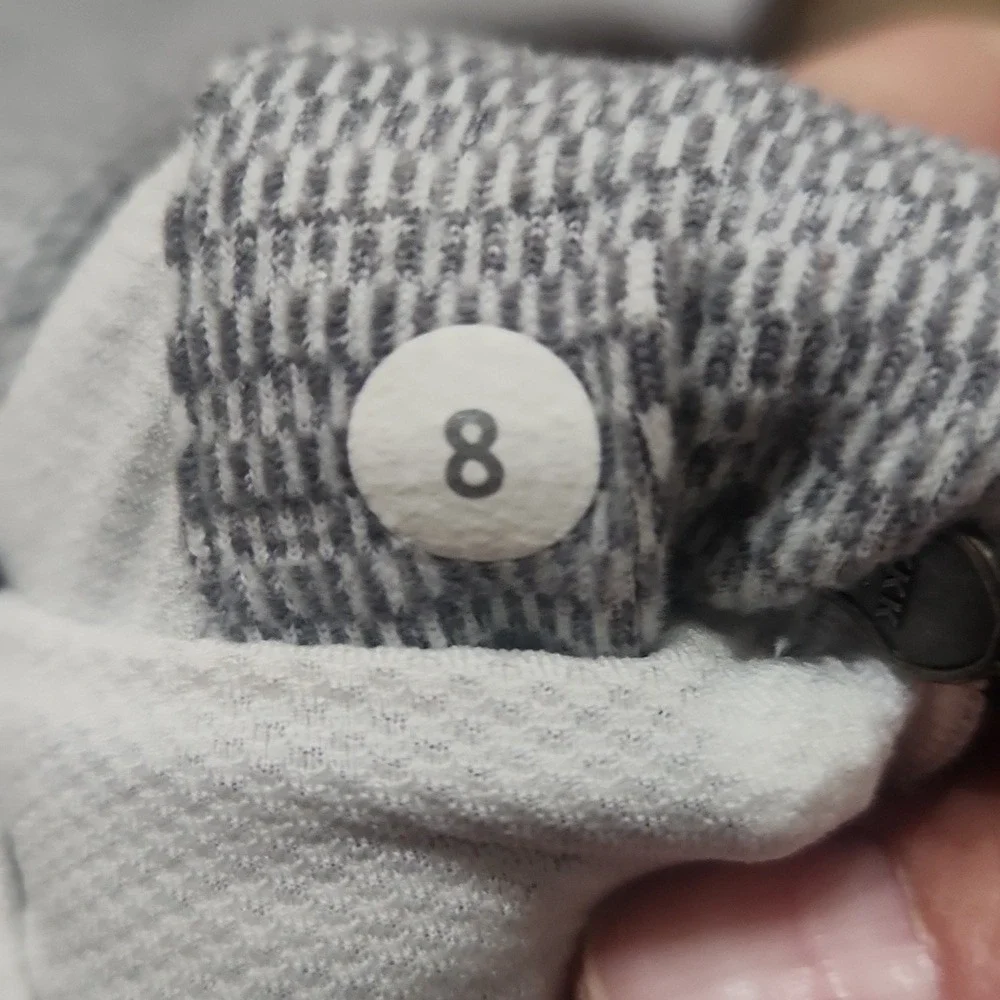 Lululemon Think Fast Run Hoodie Checker White Heathered Gray Slate Stripe Size 8